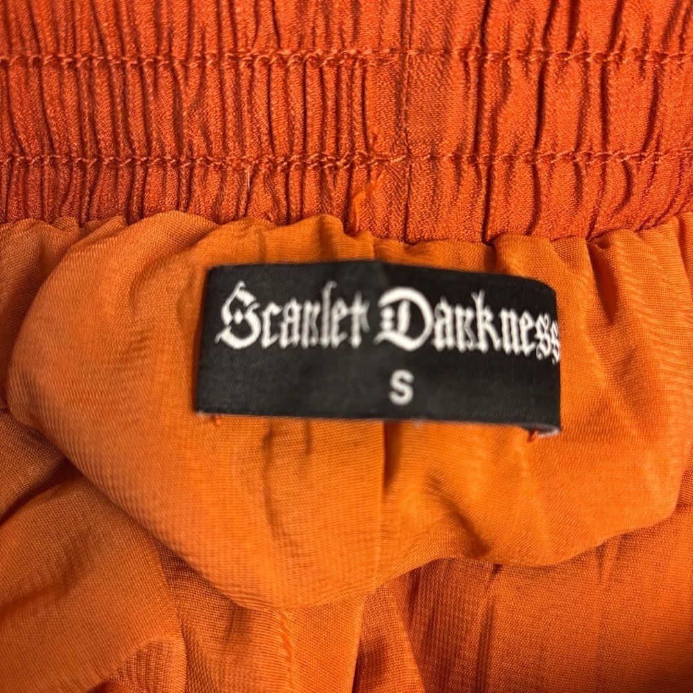 Scarlet Darkness Bohemian Fairycore Rust Renaissance Layered Scarf Maxi Skirt S - Picture 6 of 10